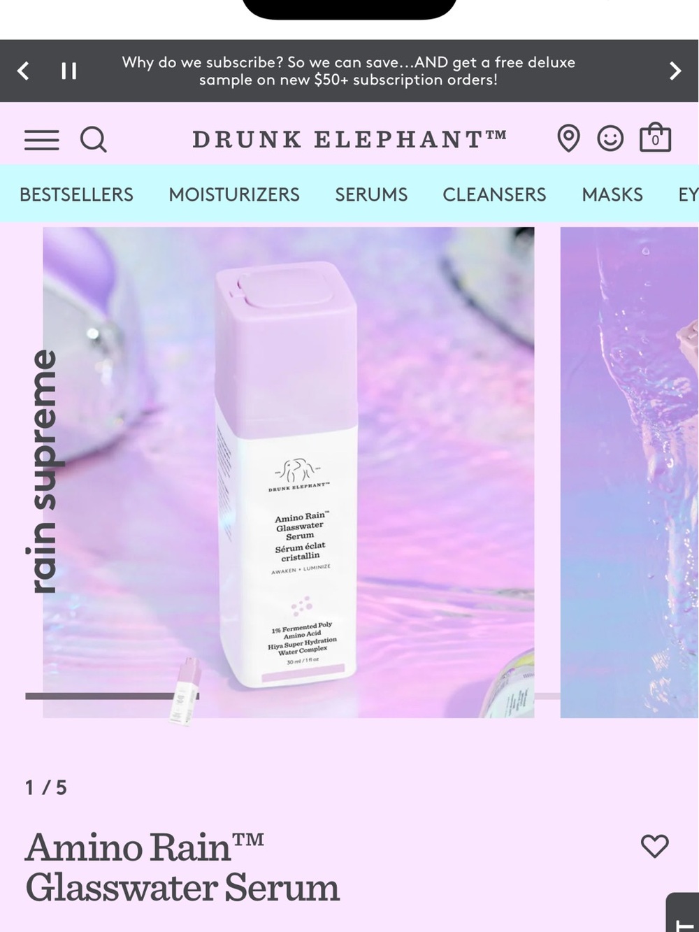 Drunk Elephant Amino Rain Glasswater Serum.